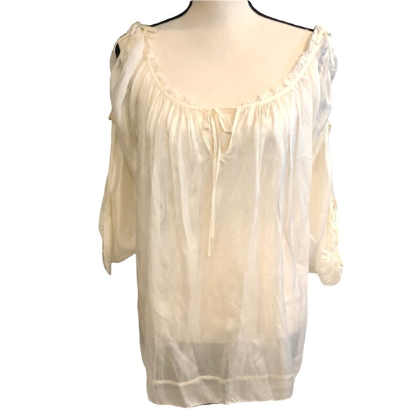 MARC JACOBS CREAM SILK TUNIC W TIES ON THE SLEEVES - Picture 10 of 15